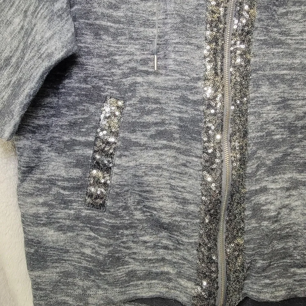 Vtg Juicy Couture Sz S oversized Y2K Sequin Hoodie Full Zip Sparkle Sequin Bling